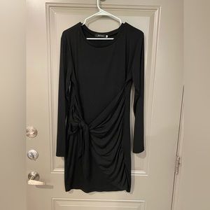 Black faux wrap dress, knee length, size large